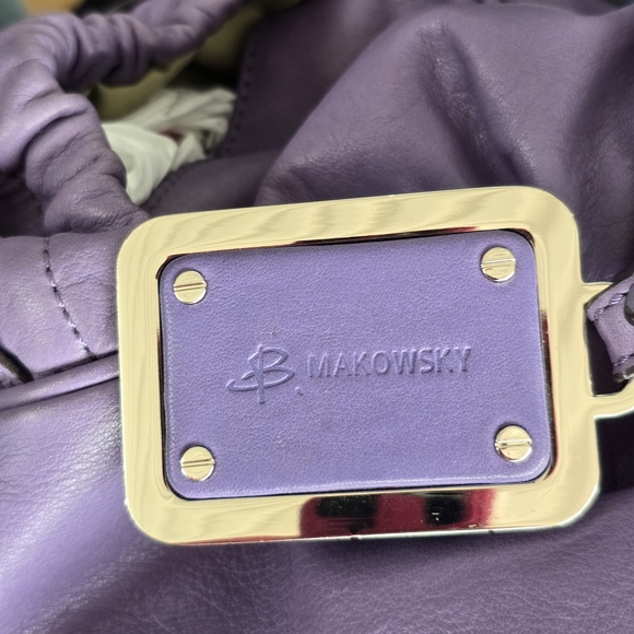 B. Makowsky Lavender Leather Shoulder Bag - Picture 5 of 16